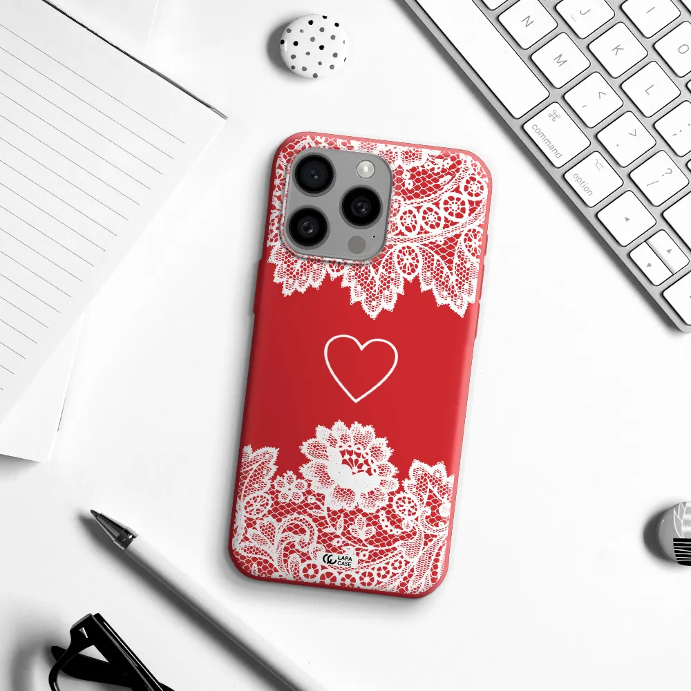 Mandala Heart Apple Iphone 15 Pro Max Silicone Imperial Red Case