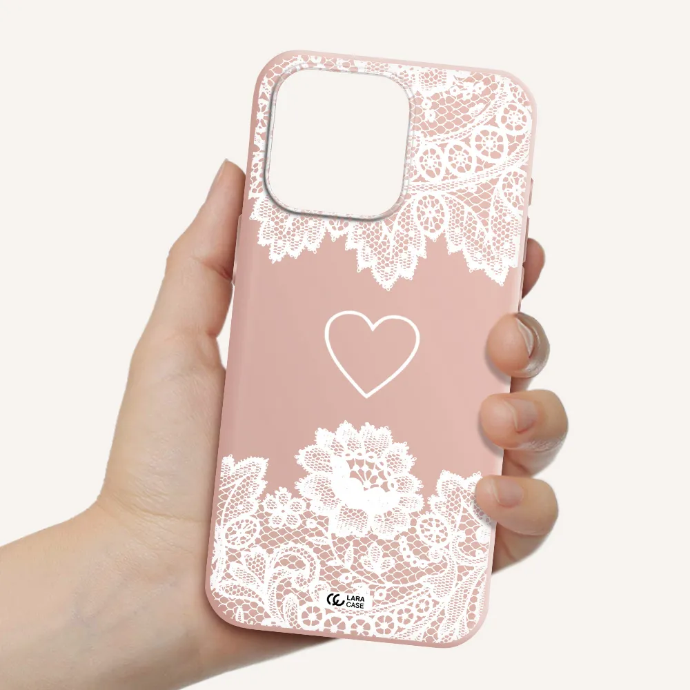 Mandala Heart Apple Iphone 15 Pro max Silicone pastel pink Case