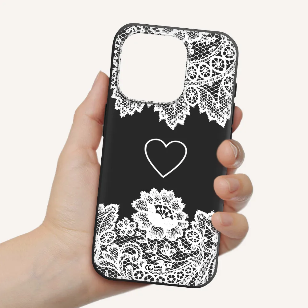 Mandala Heart Apple Iphone 15 Pro Silicone Black Case