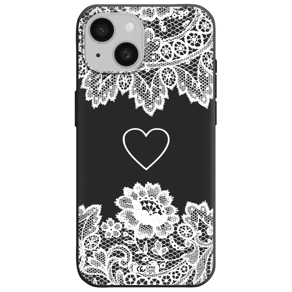 Mandala Heart Apple iPhone 15 Silicone black Case