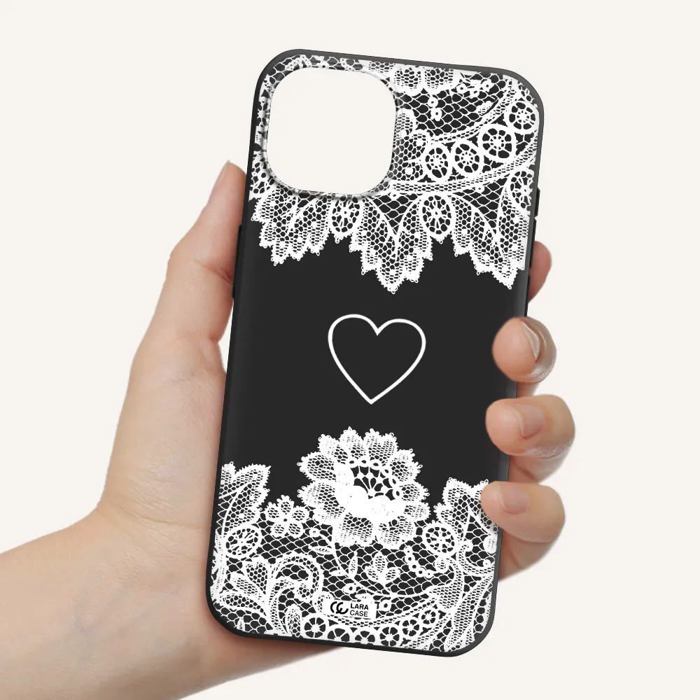 Mandala Heart Apple iPhone 15 Silicone black Case