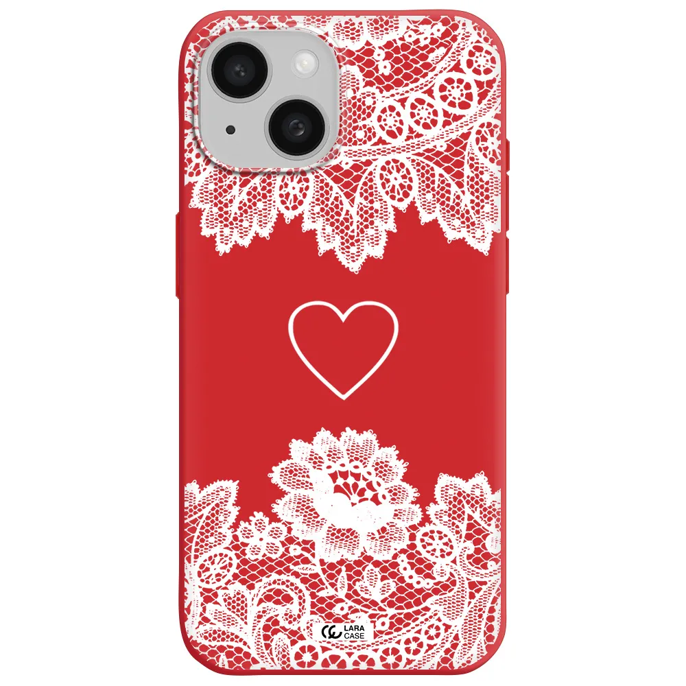 Mandala Heart Apple Iphone 15 Silicone Imperial Red Case