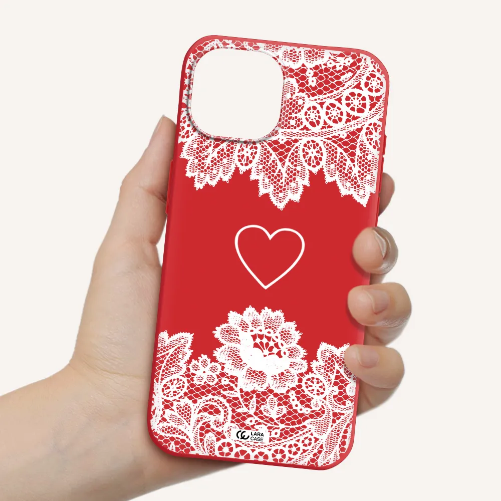 Mandala Heart Apple Iphone 15 Silicone Imperial Red Case