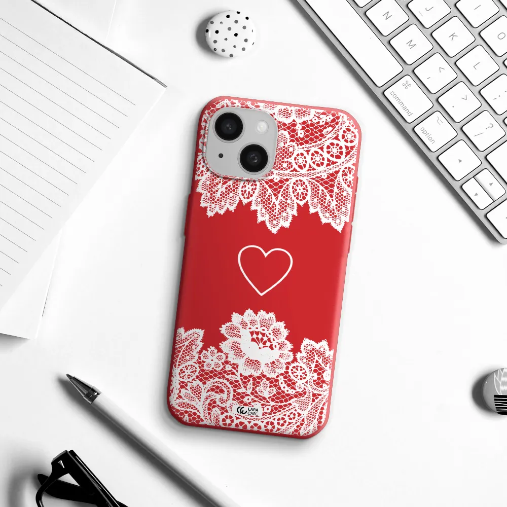 Mandala Heart Apple Iphone 15 Silicone Imperial Red Case