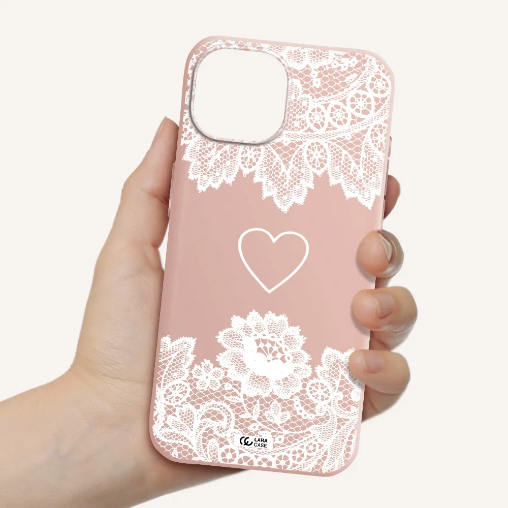 Mandala Heart Apple Iphone 15 Silicone Pastel Pink Case