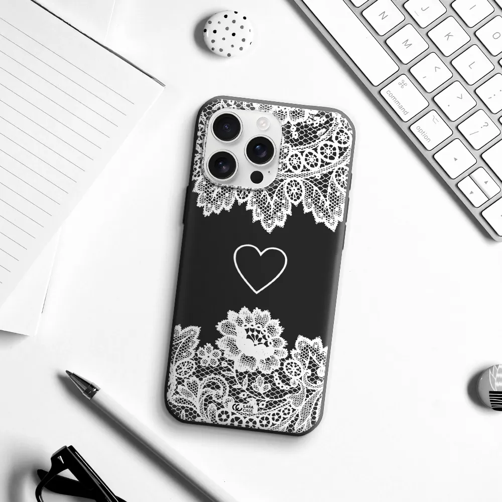 Mandala Heart Apple Iphone 16 Pro Max Silicone Black Case