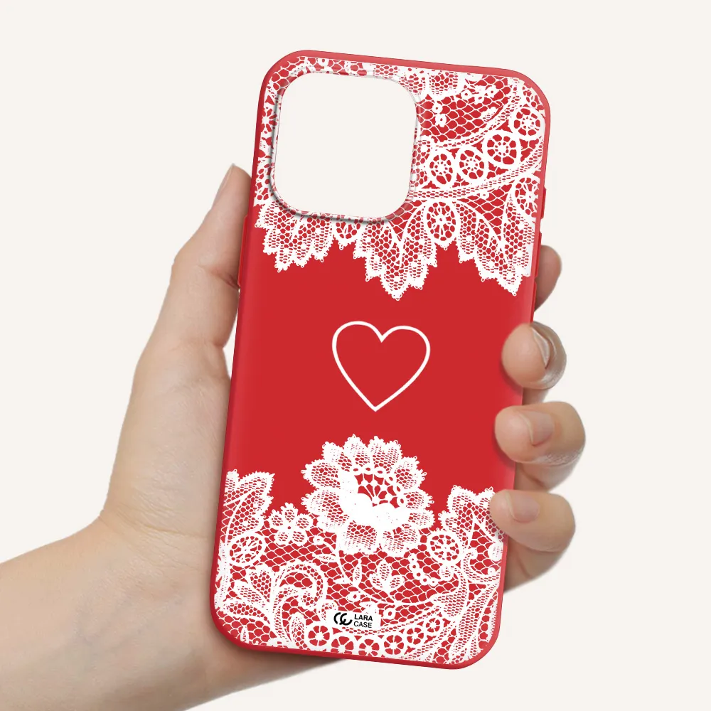 Mandala Heart Apple Iphone 16 Pro Max Silicone Imperial Red Case
