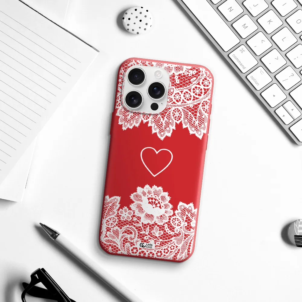 Mandala Heart Apple Iphone 16 Pro Max Silicone Imperial Red Case