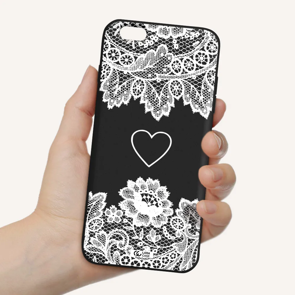 Mandala Heart Apple iPhone 6 plus Silicone black Case