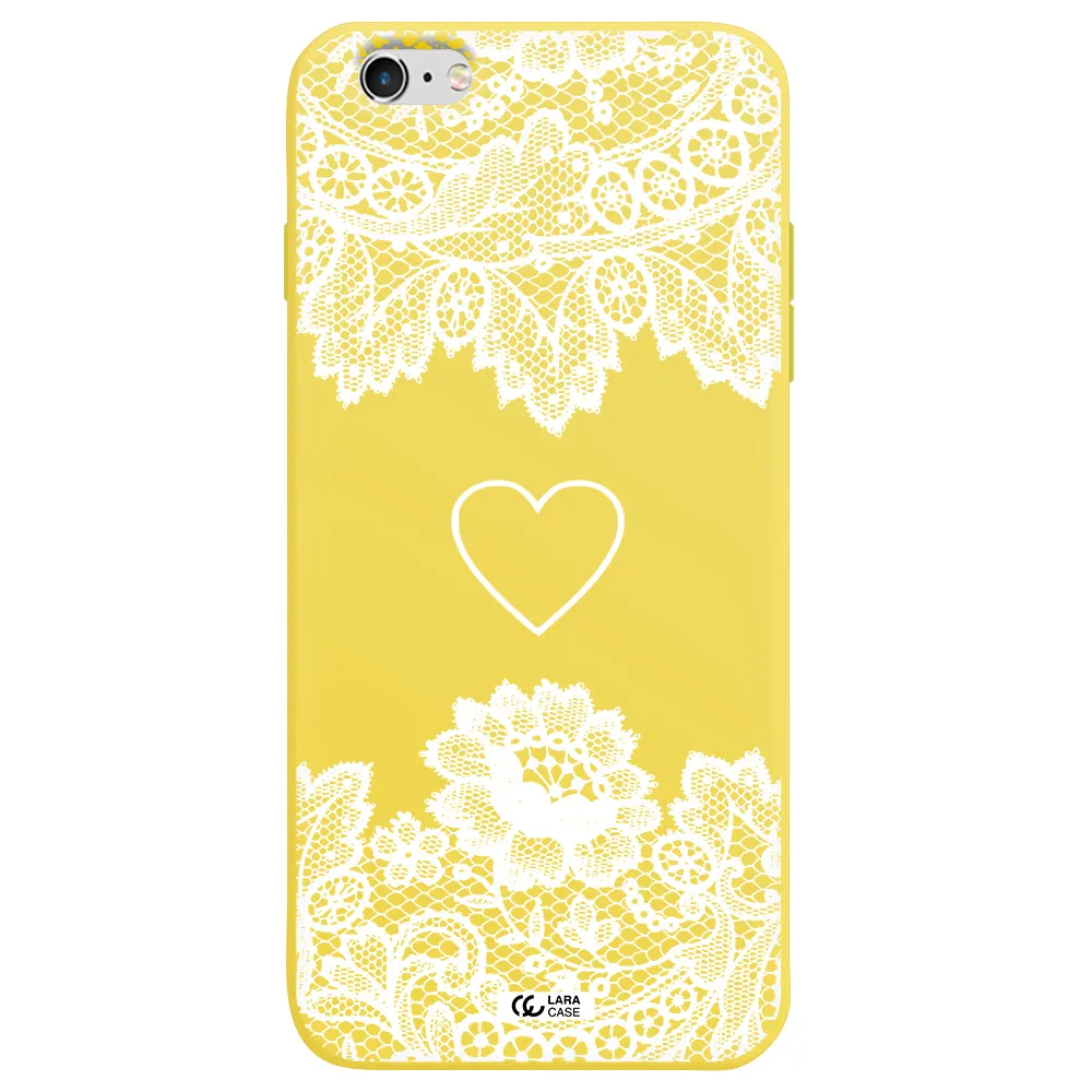 Mandala Heart Apple iPhone 6 plus Silicone canary yellow Case