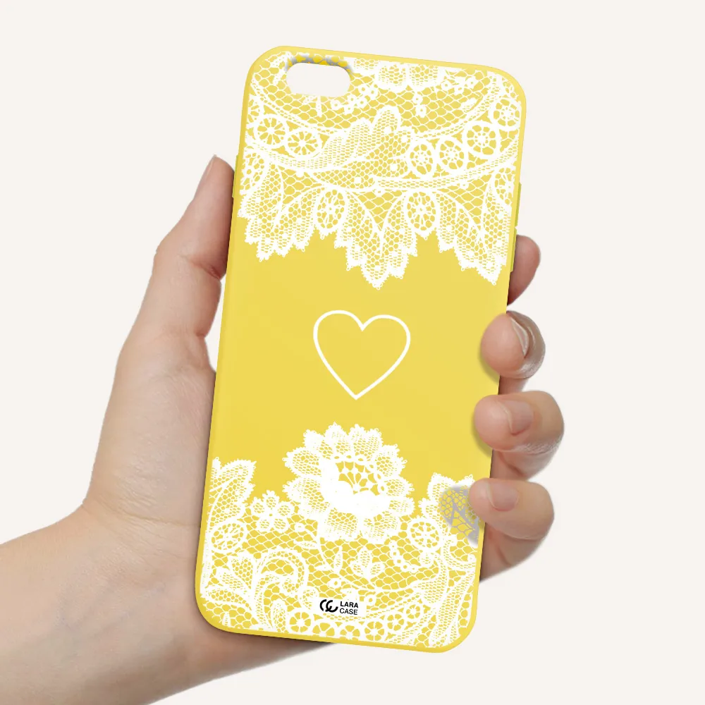Mandala Heart Apple iPhone 6 plus Silicone canary yellow Case