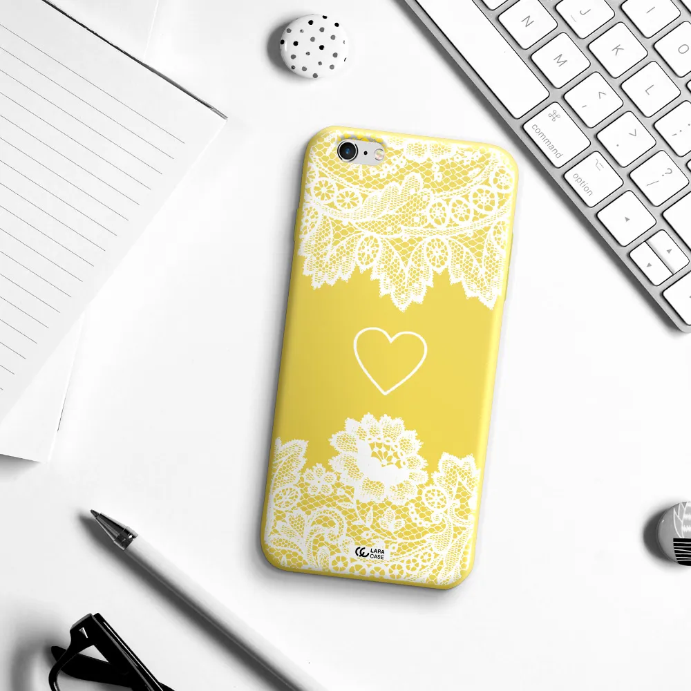Mandala Heart Apple iPhone 6 plus Silicone canary yellow Case