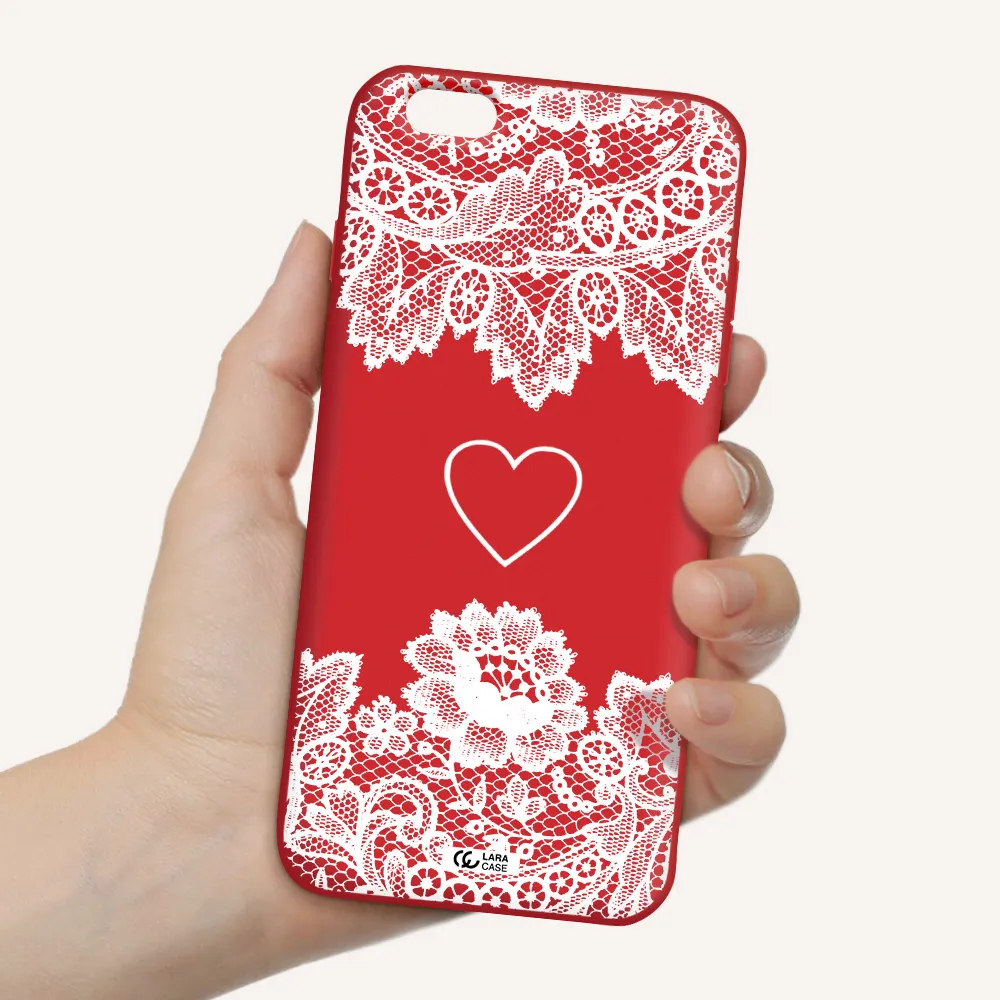 Mandala Heart Apple iPhone 6 plus Silicone Imperial Red Case