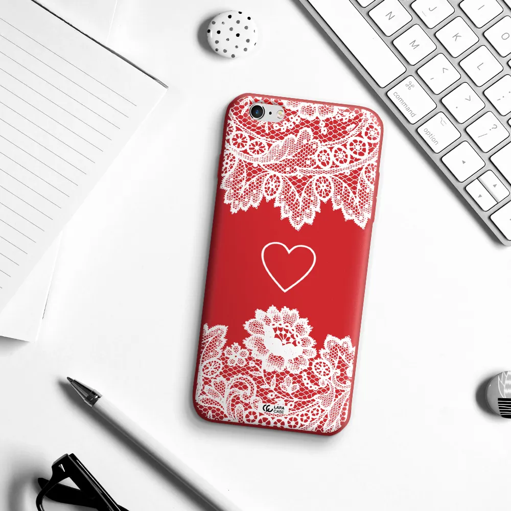 Mandala Heart Apple iPhone 6 plus Silicone Imperial Red Case