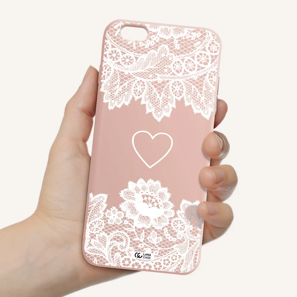 Mandala Heart Apple iPhone 6 plus Silicone pastel pink Case
