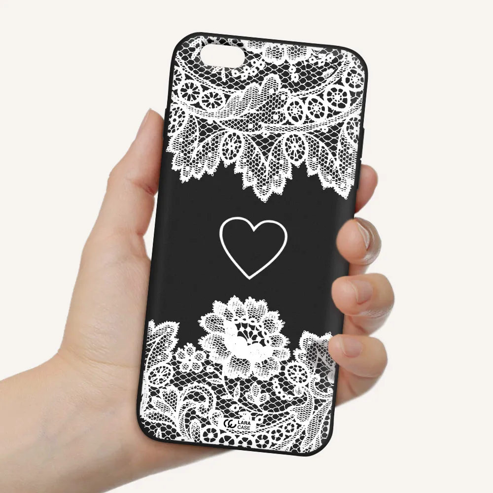 Mandala Heart Apple iPhone 6 s plus Silicone black Case