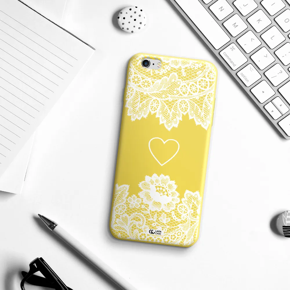Mandala Heart Apple iPhone 6 s plus Silicone canary yellow Case
