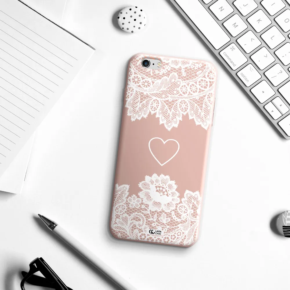 Mandala Heart Apple iPhone 6 s plus Silicone pastel pink Case