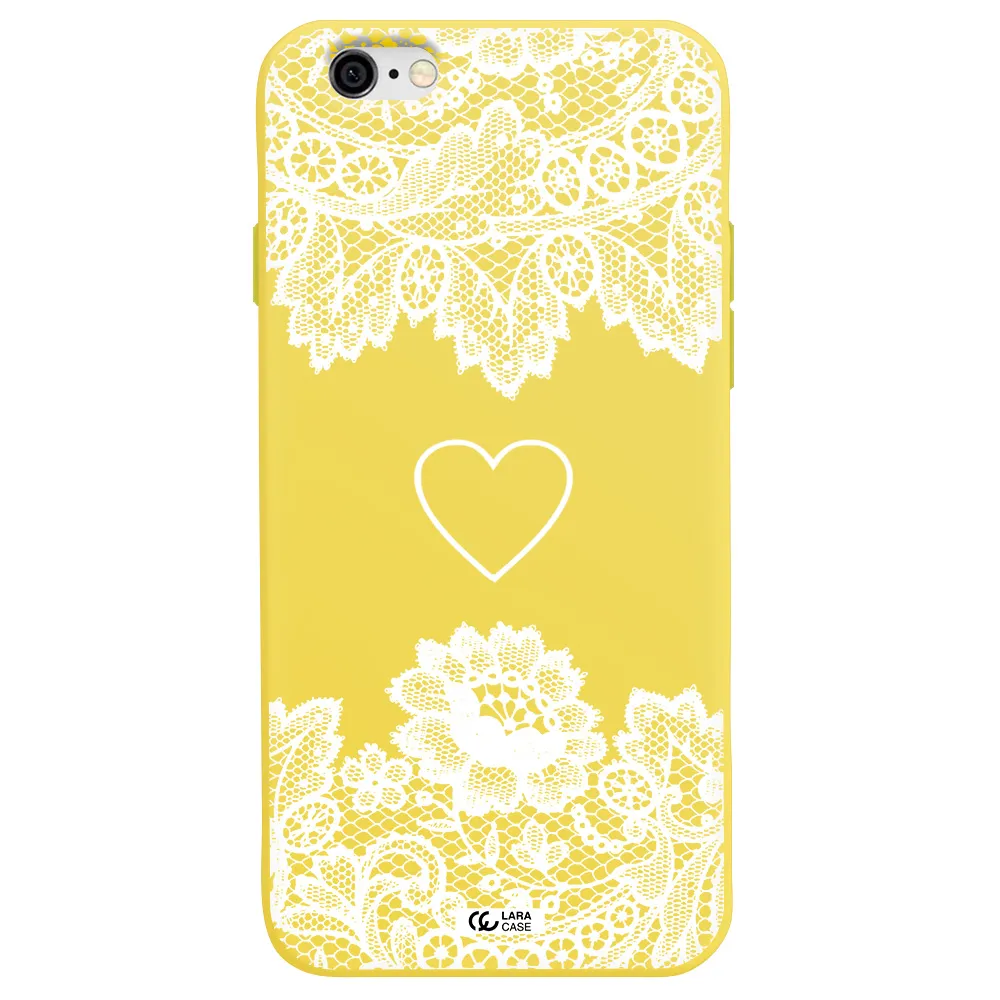Mandala Heart Apple iPhone 6 Silicone canary yellow Case