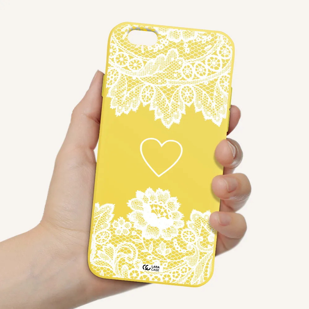 Mandala Heart Apple iPhone 6 Silicone canary yellow Case