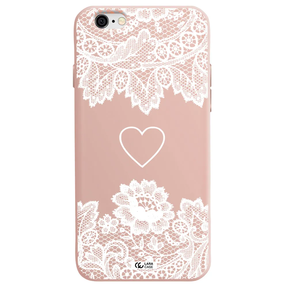 Mandala Heart Apple iPhone 6 Silicone pastel pink Case