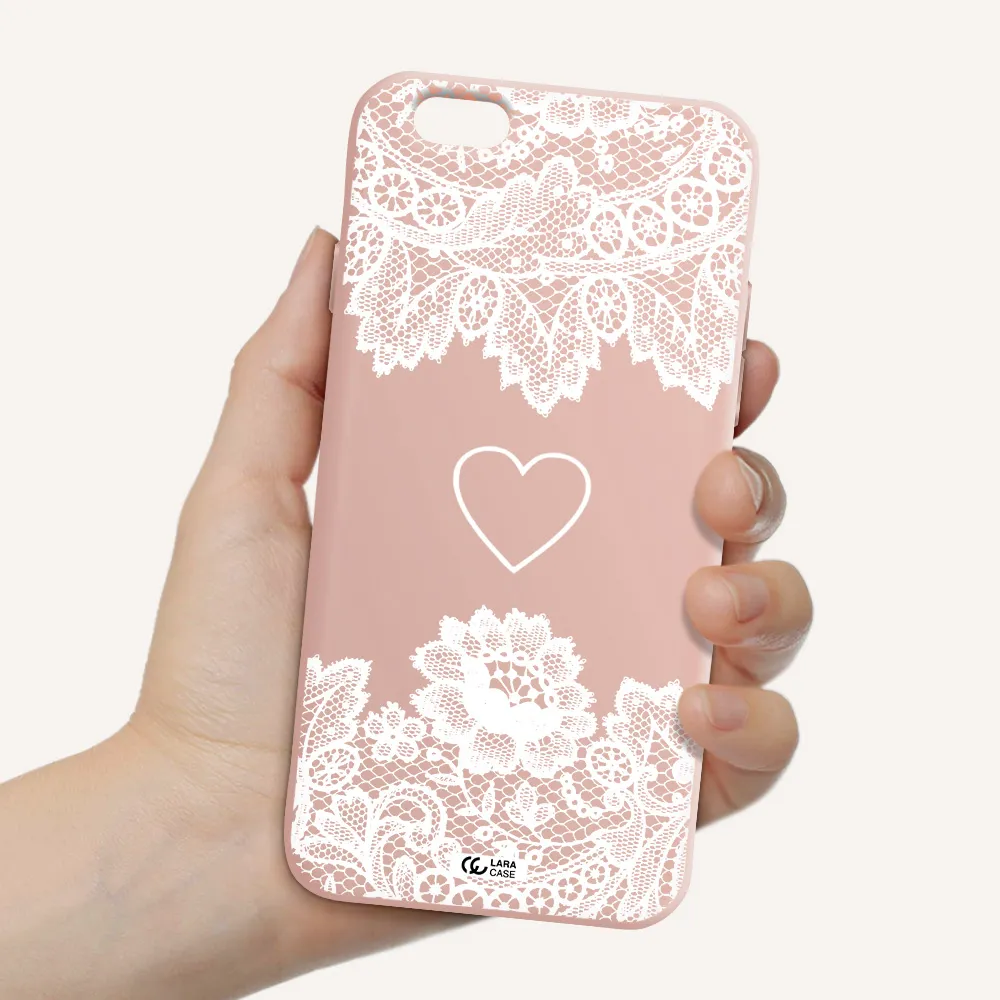 Mandala Heart Apple iPhone 6 Silicone pastel pink Case