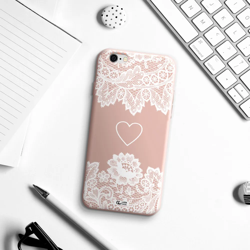 Mandala Heart Apple iPhone 6 Silicone pastel pink Case