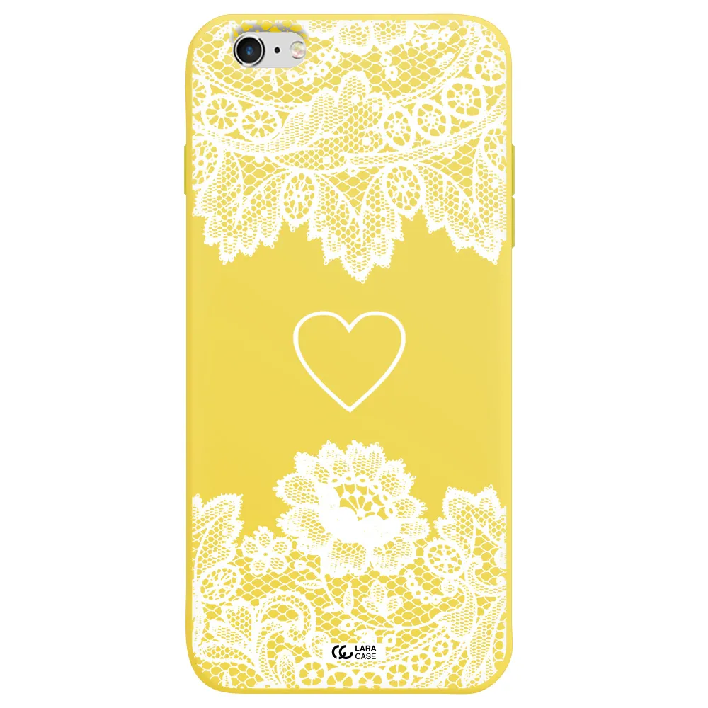 Mandala Heart Apple iPhone 6S Silicone canary yellow Case