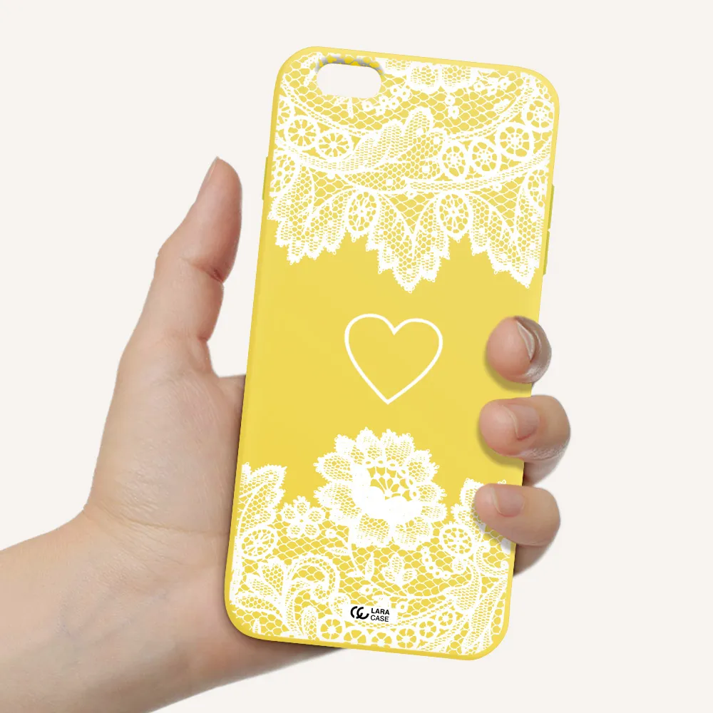 Mandala Heart Apple iPhone 6S Silicone canary yellow Case