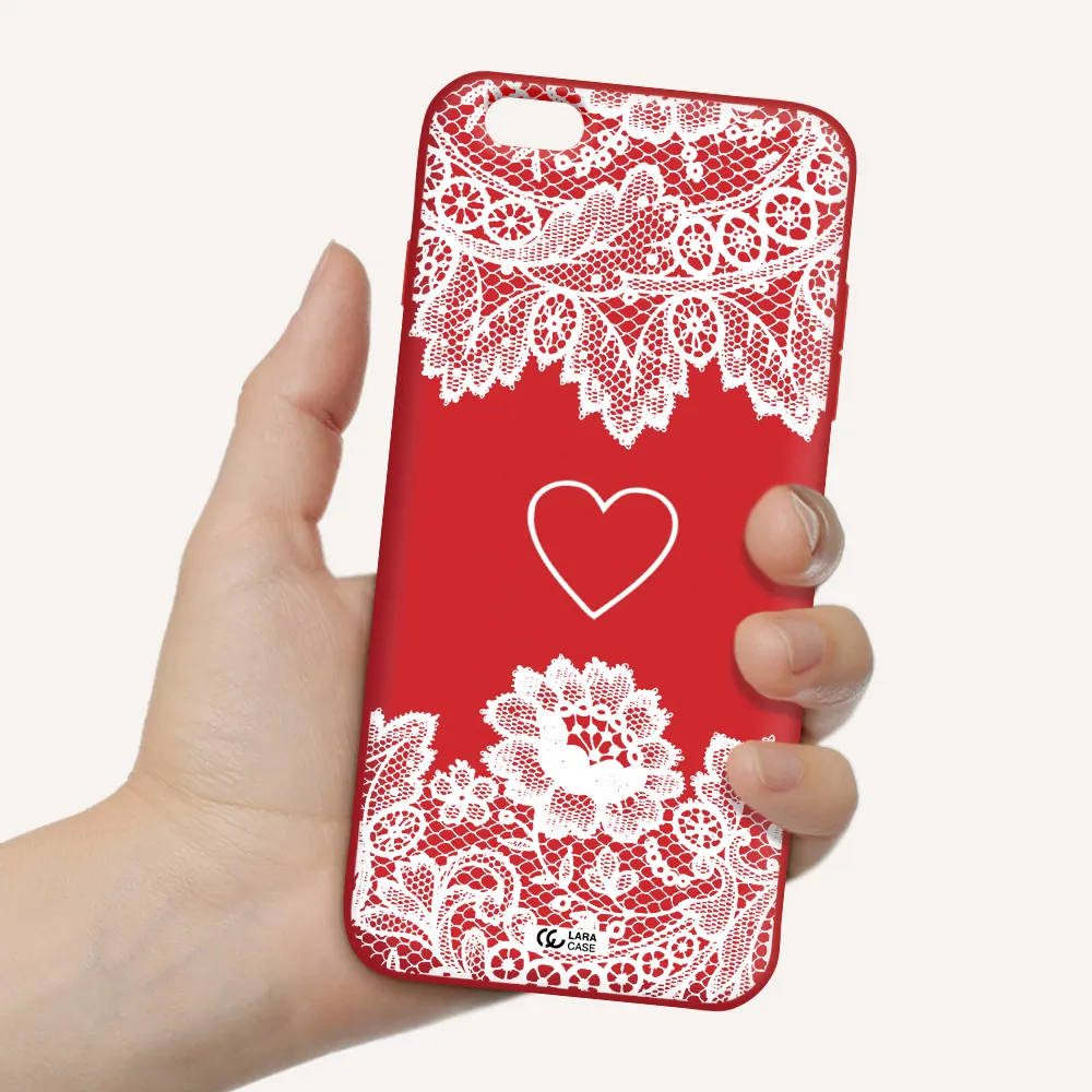 Mandala Heart Apple iPhone 6S Silicone Imperial Red Case