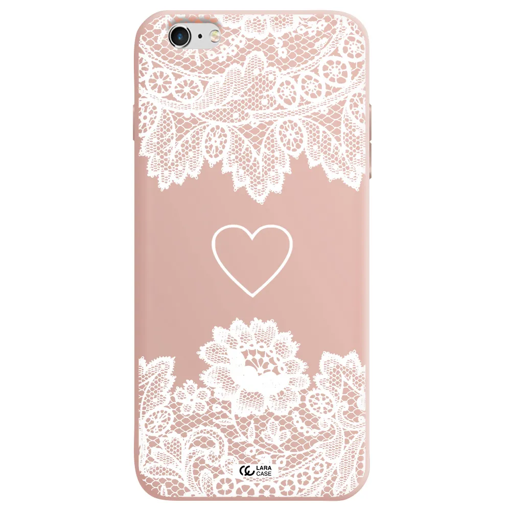Mandala Heart Apple iPhone 6S Silicone pastel pink Case