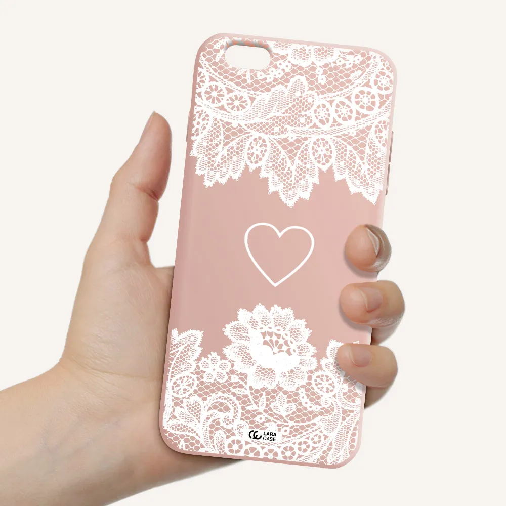 Mandala Heart Apple iPhone 6S Silicone pastel pink Case