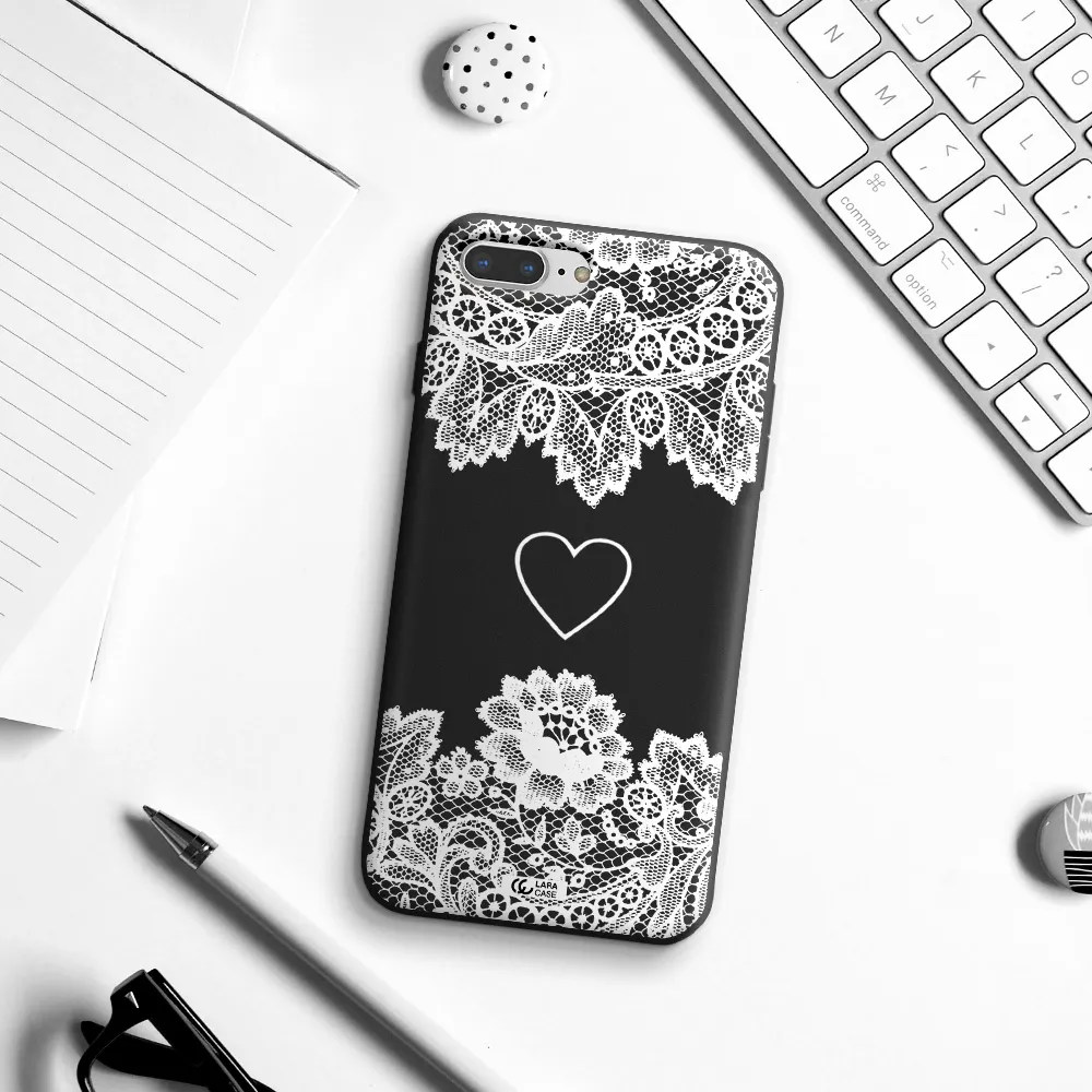 Mandala Heart Apple iPhone 7 plus Silicone black Case