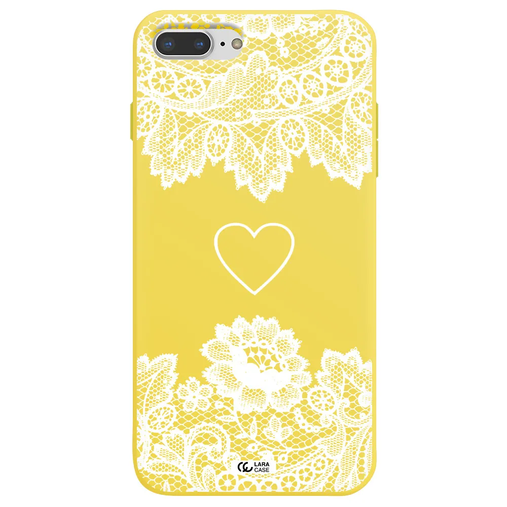 Mandala Heart Apple iPhone 7 plus Silicone canary yellow Case