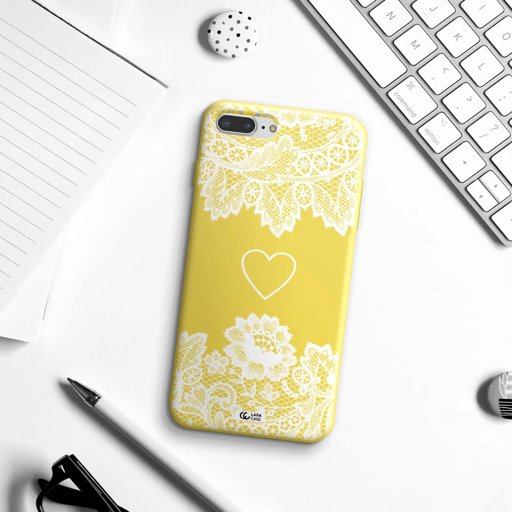 Mandala Heart Apple iPhone 7 plus Silicone canary yellow Case
