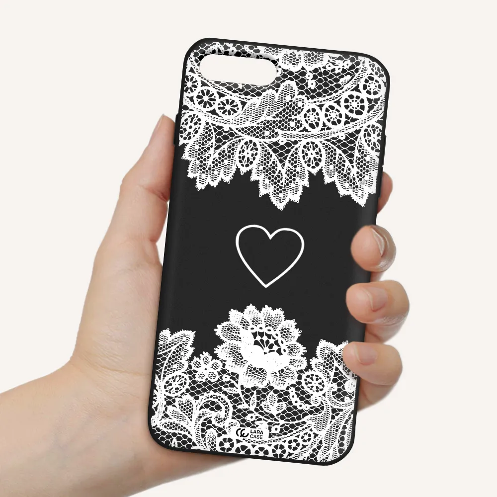 Mandala Heart Apple iPhone 8 plus Silicone black Case