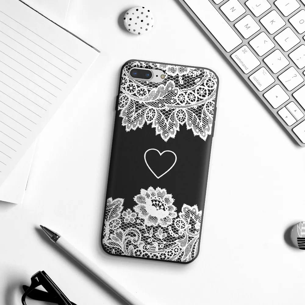 Mandala Heart Apple iPhone 8 plus Silicone black Case
