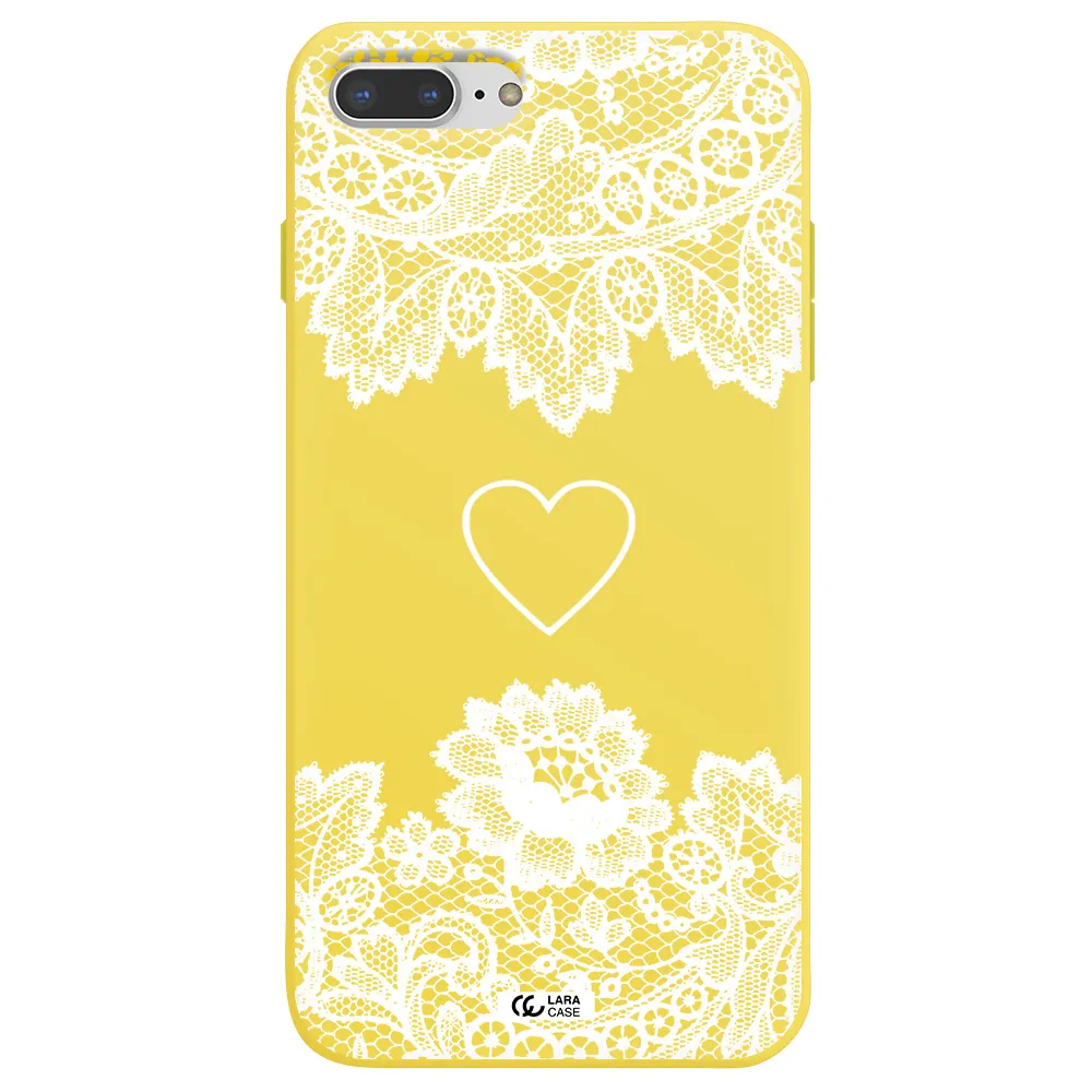 Mandala Heart Apple iPhone 8 plus Silicone canary yellow Case
