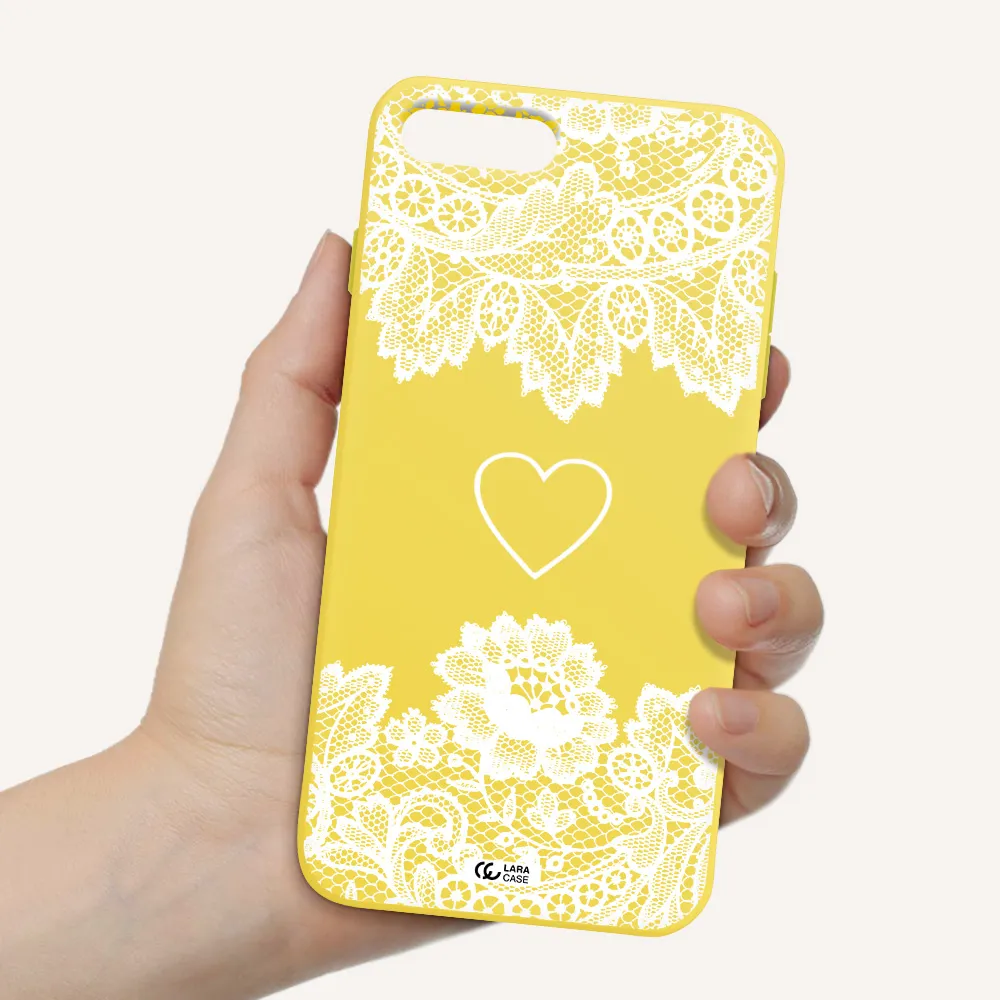 Mandala Heart Apple iPhone 8 plus Silicone canary yellow Case