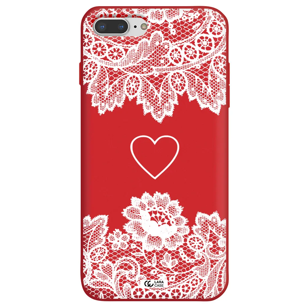 Mandala Heart Apple iPhone 8 plus Silicone Imperial Red Case