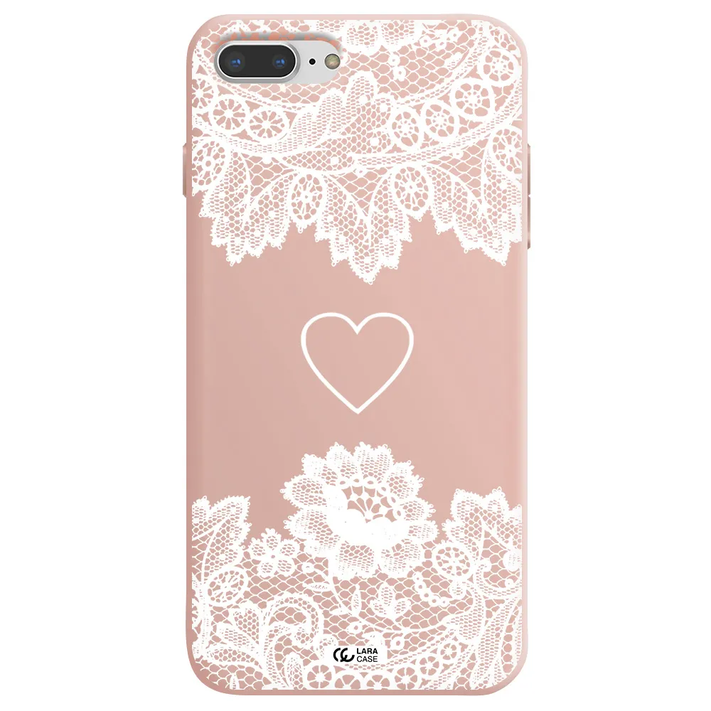 Mandala Heart Apple iPhone 8 plus Silicone pastel pink Case