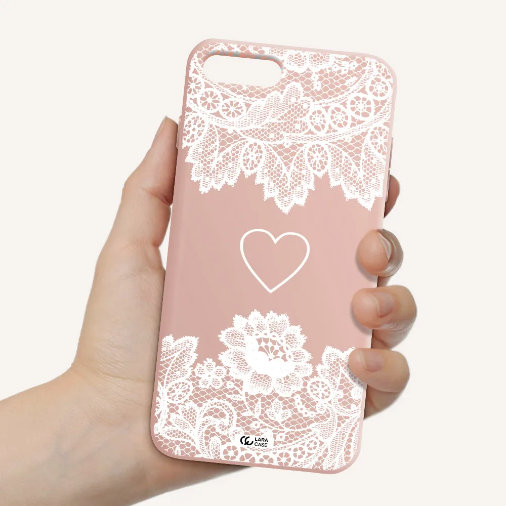 Mandala Heart Apple iPhone 8 plus Silicone pastel pink Case