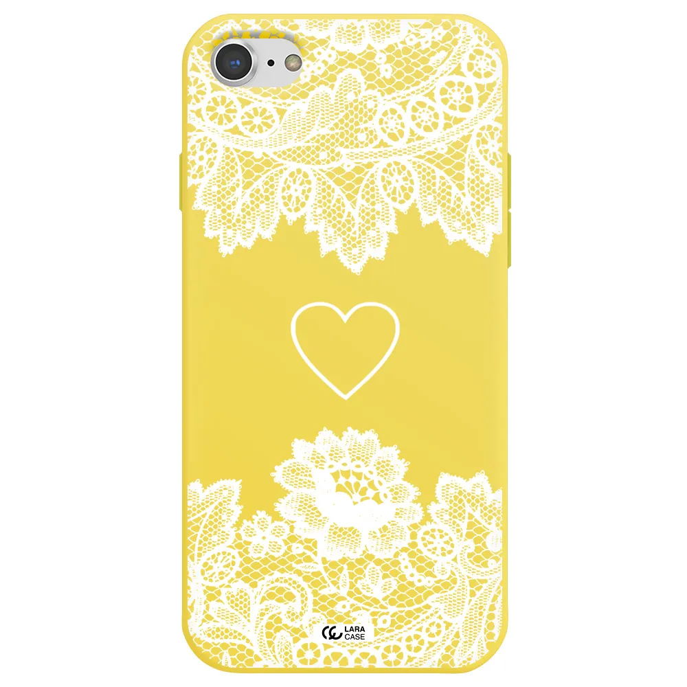 Mandala Heart Apple iPhone 8 Silicone canary yellow Case