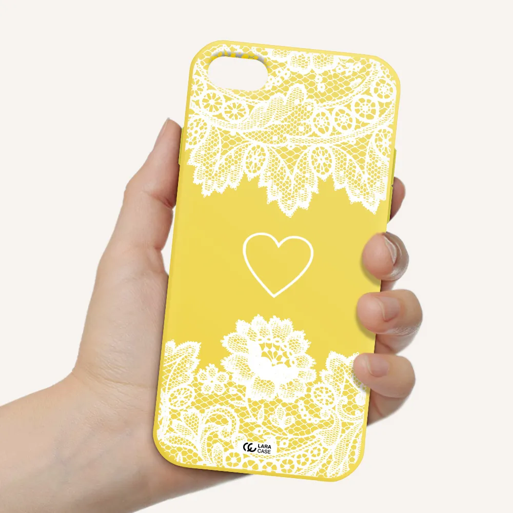 Mandala Heart Apple iPhone 8 Silicone canary yellow Case