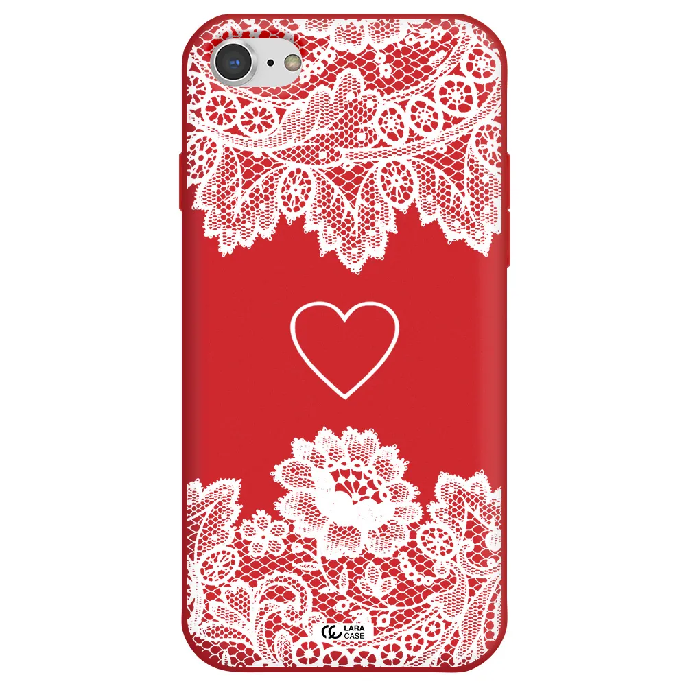 Mandala Heart Apple iPhone 8 Silicone Imperial Red Case