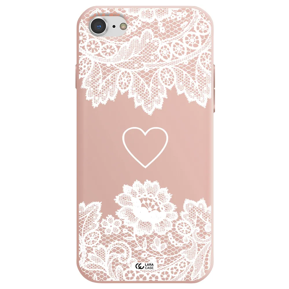 Mandala Heart Apple iPhone 8 Silicone pastel pink Case