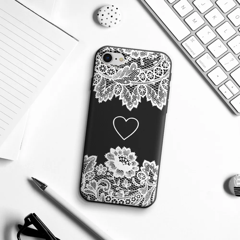 Mandala Heart Apple iPhone se 2020 Silicone black Case