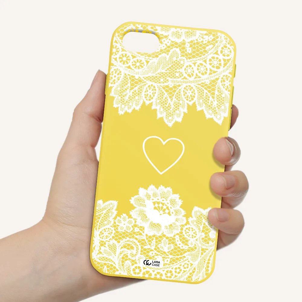Mandala Heart Apple iPhone se 2020 Silicone canary yellow Case
