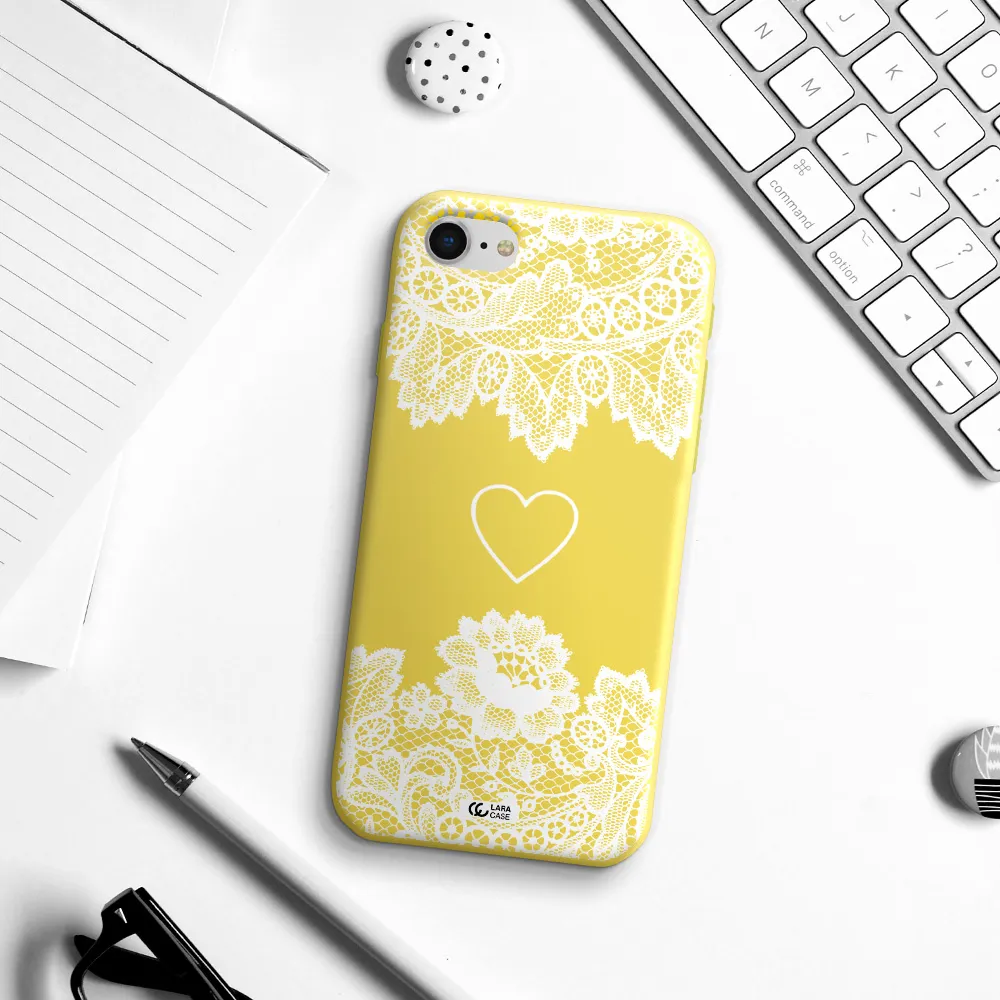 Mandala Heart Apple iPhone se 2020 Silicone canary yellow Case