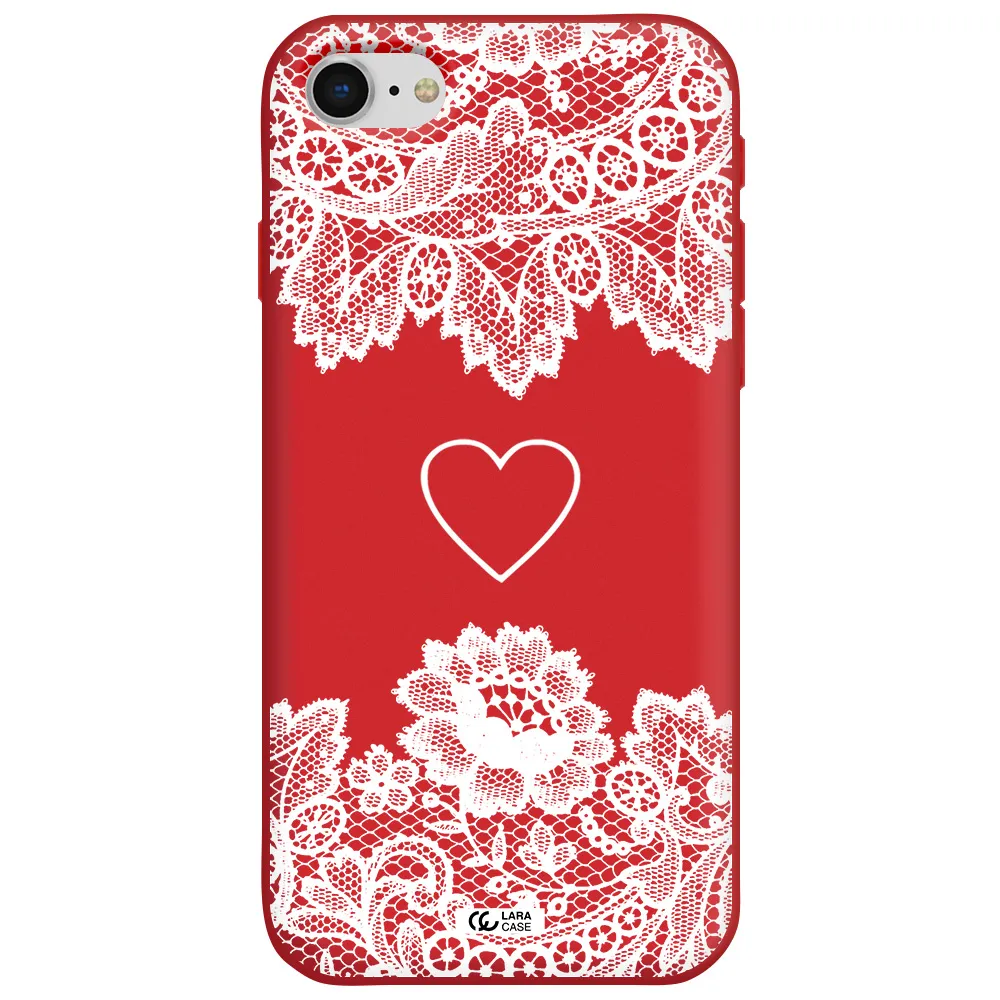 Mandala Heart Apple iPhone se 2020 Silicone Imperial Red Case